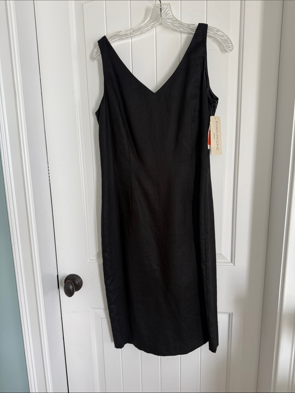 Evan Picone Black V-Neck Sheath Dress